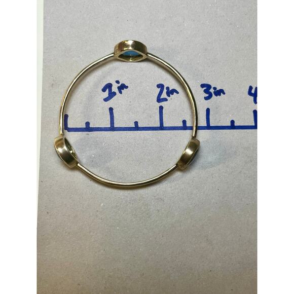 Julie Vos Gold Bangles Set of 3 Blue Stone Stackable Bracelets Boho Layered - Picture 10 of 11